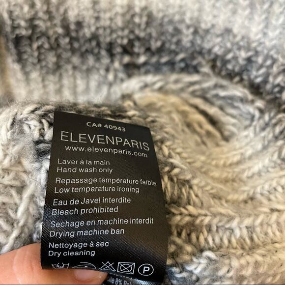 Eleven Paris Distressed Destroyed Tinter Sweater Gray Striped Size Medium - Picture 5 of 5